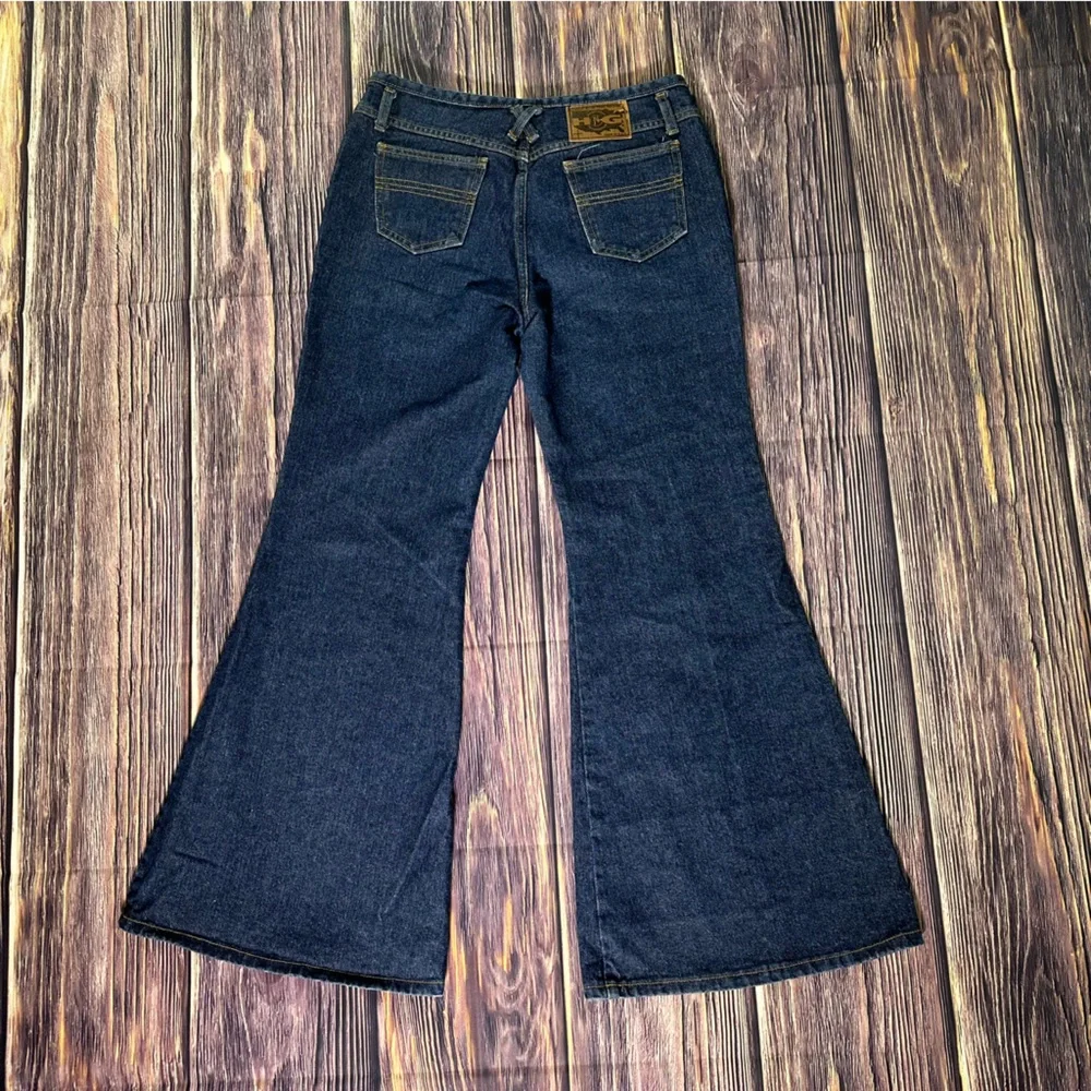Women’s Vintage Deadstock Elephant Flare Extra Wide Bell Bottoms Dark Denim
